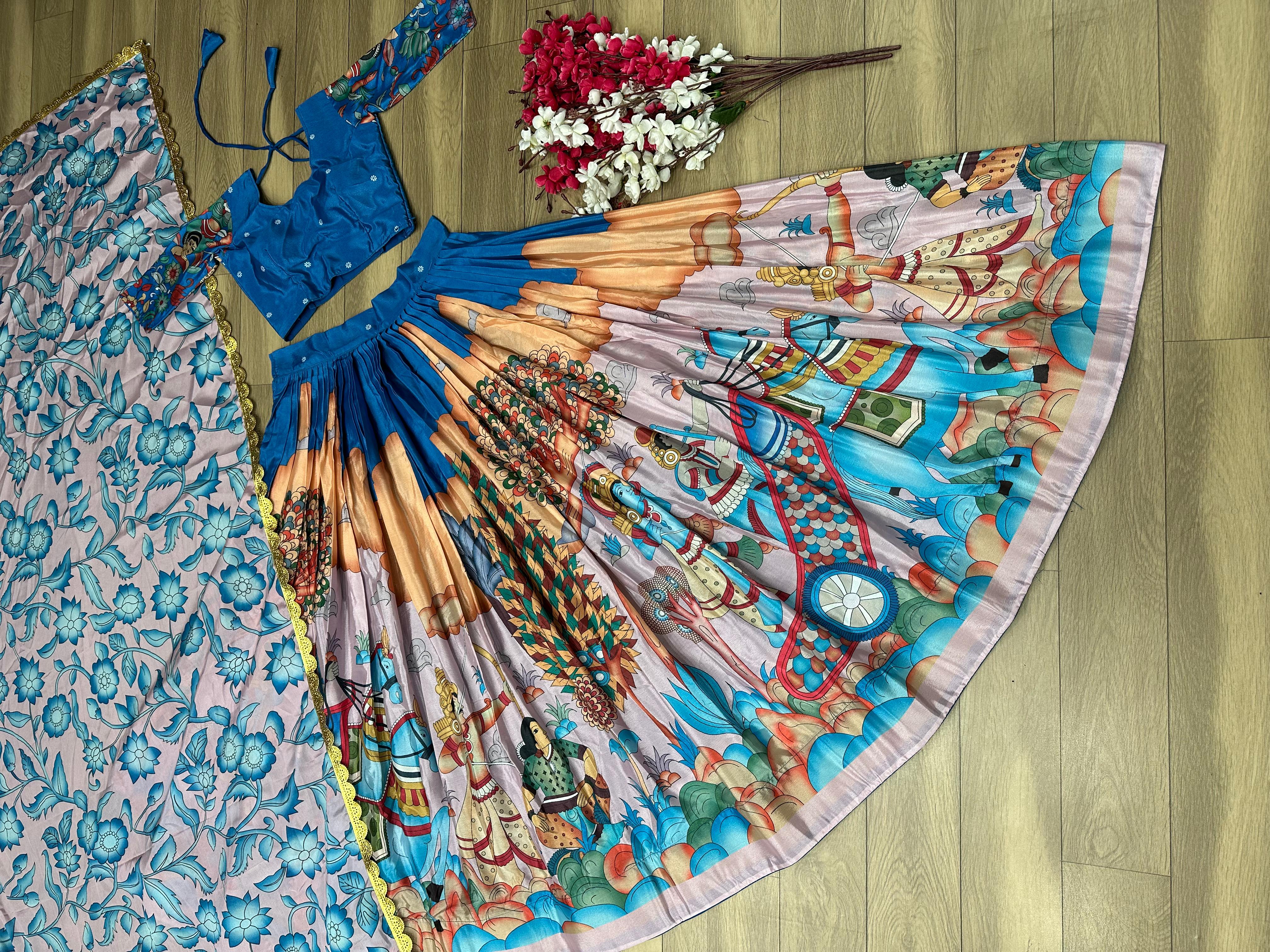 Light Cyan Colour Embroidered Attractive Party Wear Silk Lehenga choli has  a Regular-fit and is Made From High-Grade Fabrics And Yarn.